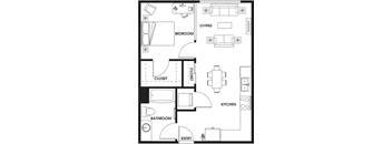 A black and white floor plan of a house with labeled rooms.
