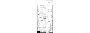 A black and white floor plan of a house with labeled rooms.