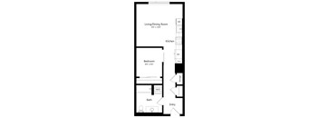 floor plan of the living dining room of a small house