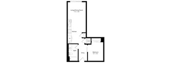 a floor plan of a house with a bedroom and a living room