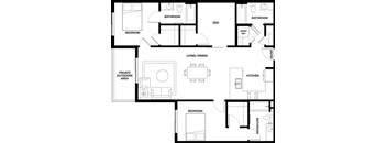 A black and white image of a floor plan for a house.