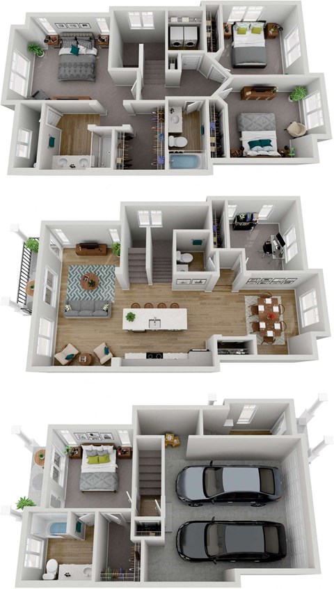 a 3d rendering of our 1 bedroom apartment at the crossings at white marsh apartments in white