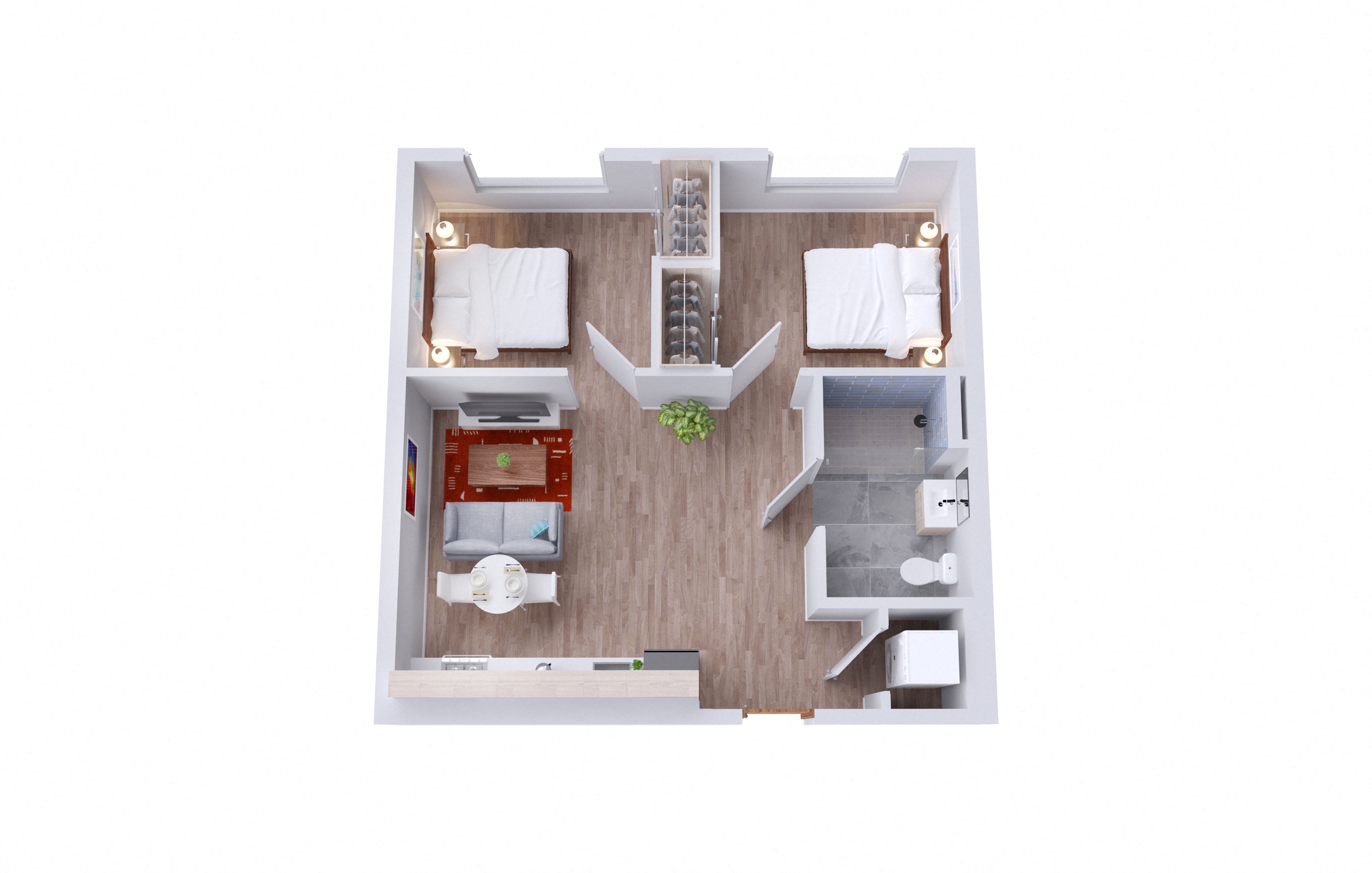 a1 floor plan  1 bedroom with 2 baths  129