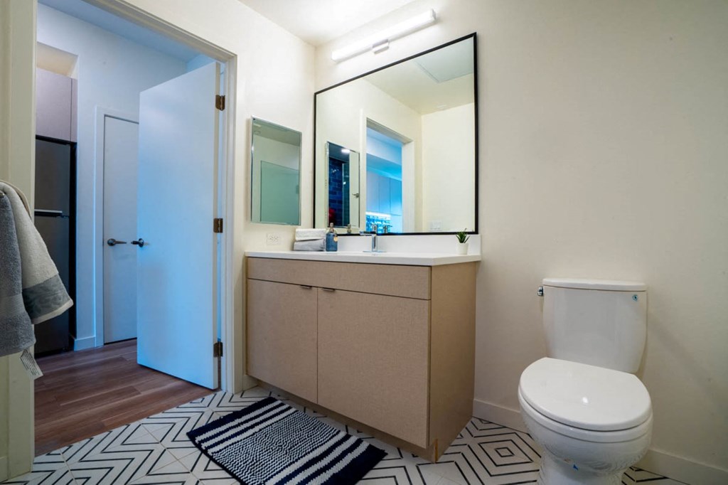 a bathroom with a toilet and a sink and a mirror