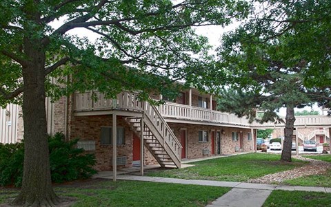 a building with a staircase in front of it
