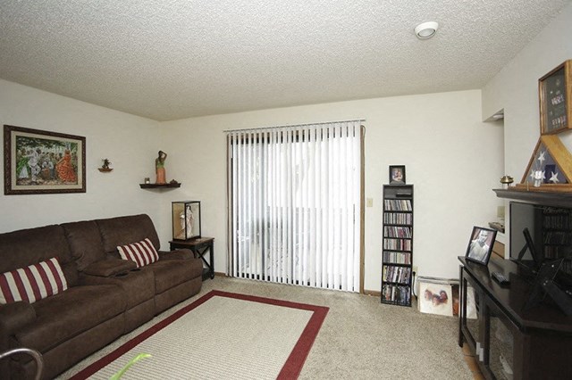 a living room with a couch and a tv