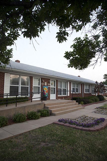 a building with steps in front of it