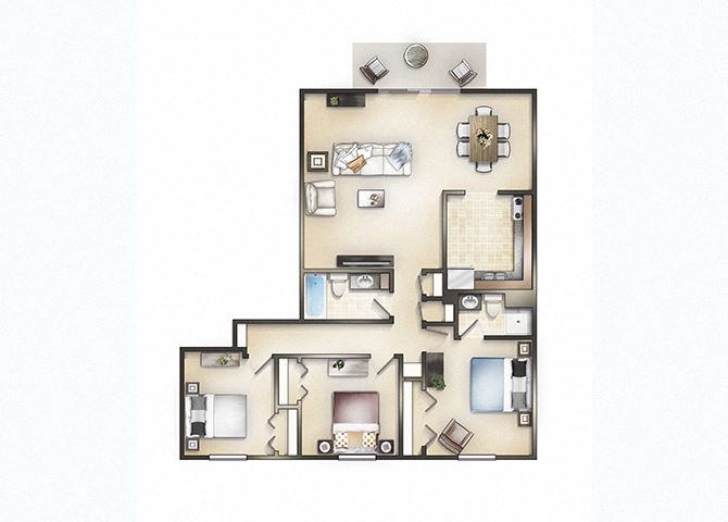 3 bedroom 2 bath with Fireplace