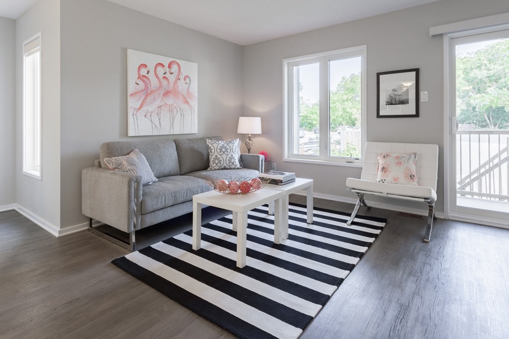 a living room with a couch and a coffee table