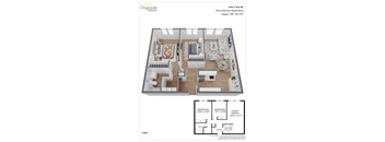 A floor plan for a 2 bedroom apartment at 1903 8 Ave NE, Mountainview Apartments, Calgary, AB T2E 0T2.