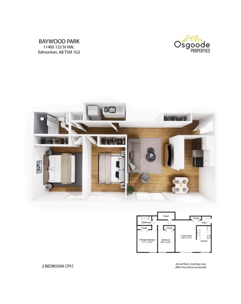 A floor plan for a property at Baywood Park shows a 2 bedroom apartment.