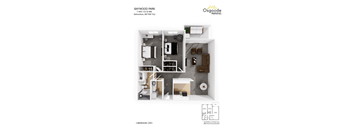 A floor plan of a 2 bedroom apartment.