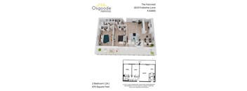 A floor plan for a 2 bedroom apartment at The Faircrest.