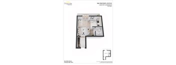 A floor plan of a 350 square foot studio apartment.