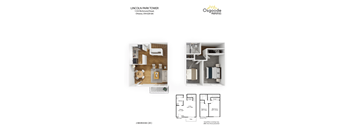 A floor plan for a 2 bedroom apartment at Lincoln Park Tower.