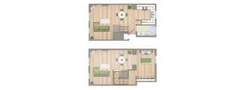 Luna's 1Bedroom Loft and 1 Bath Floor Plan