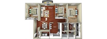 a sq. ft. apartment with a bedroom and a living room