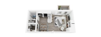 a floor plan of a home with a bedroom and a living room