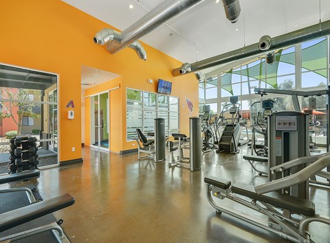 Fitness center with brand new equipment and workout machines