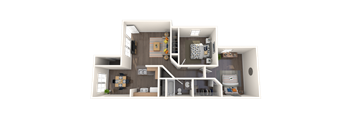 Two bedroom, one bath floorplan