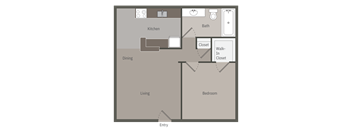 a plan of a living room with a kitchen and a bedroom