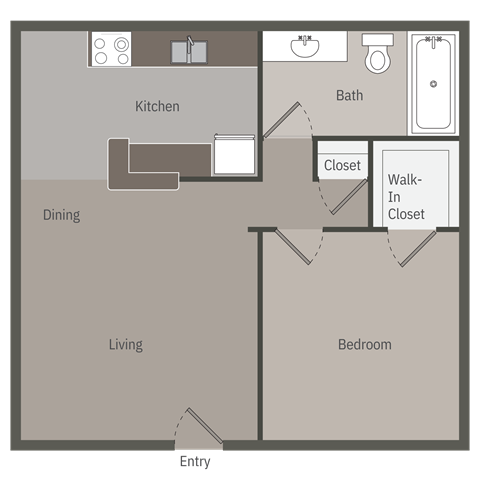 a plan of a living room with a kitchen and a bedroom