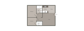 a floor plan of a transitional home with a bedroom and a living room