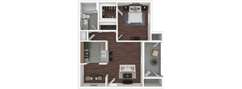 a floor plan of a 1 bedroom apartment
