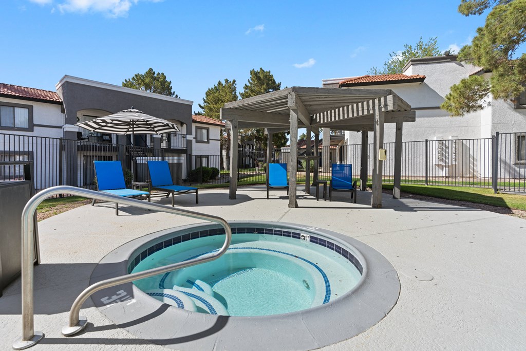 take a dip in our hot tub at villas at houston levee west apartments in