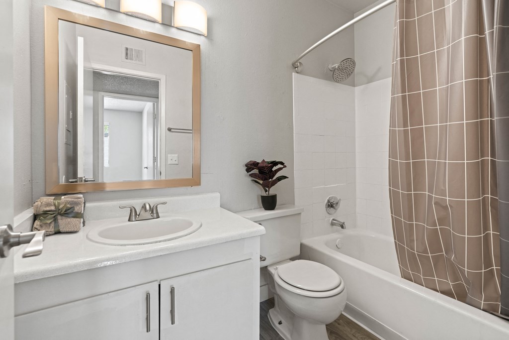 a bathroom with a sink toilet and bathtub