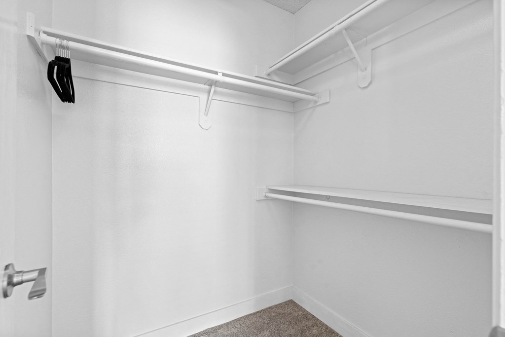 a spacious walk in closet in a 555 waverly unit