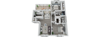3800 on Portland, B1, 2 bedroom floorplan