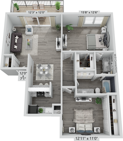 3800 on Portland, B2, 2 bedroom floorplan