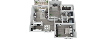 3800 on Portland, B3, 2 bedroom floorplan