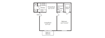 a floor plan of a house with a bedroom and a living room