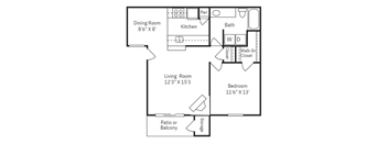 a floor plan of a house with a bedroom and a living room