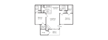 a floor plan of a house with a bedroom and a living room