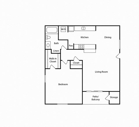 A1 floorplan, Broadway Apartments, Garland, TX