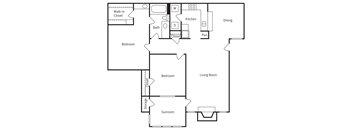 a floor plan of a house with a bedroom and a living room