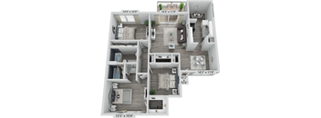 3800 on Portland, C1, 3 bedroom floorplan