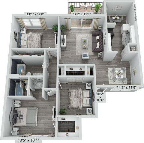 3800 on Portland, C1, 3 bedroom floorplan