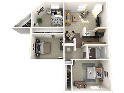 The Ritz- Large 900 SF 3-bedroom apartment