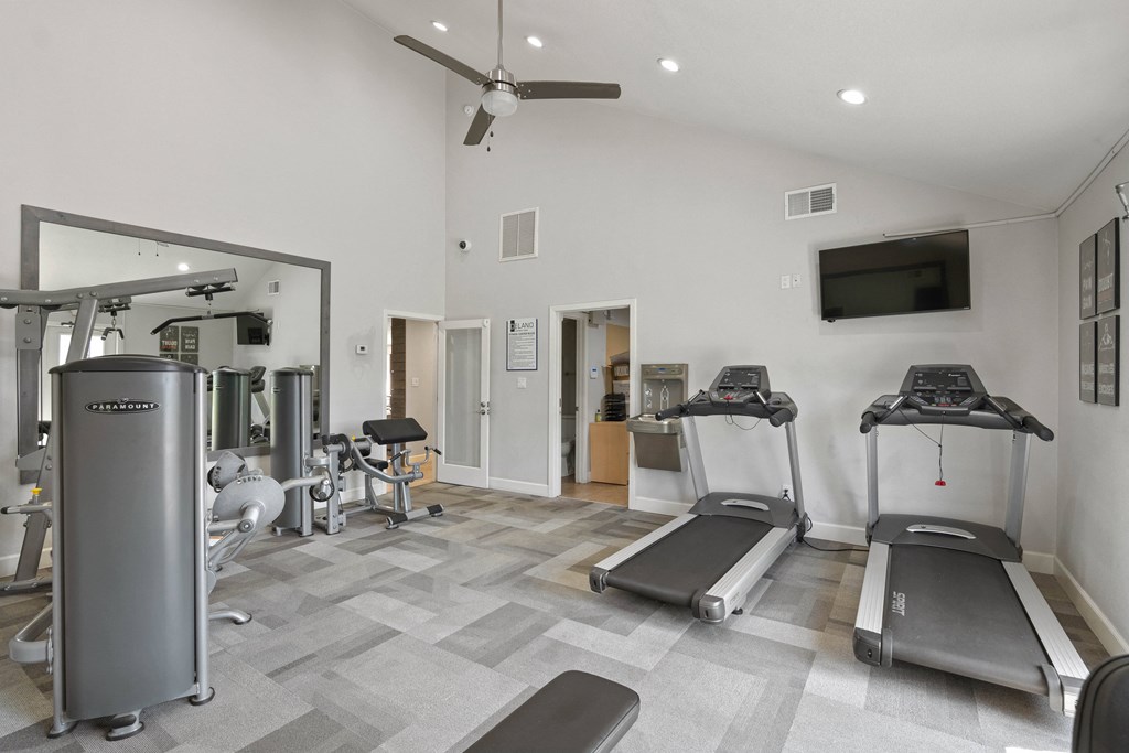 the gym at the enclave at woodbridge apartments in sugar land, tx