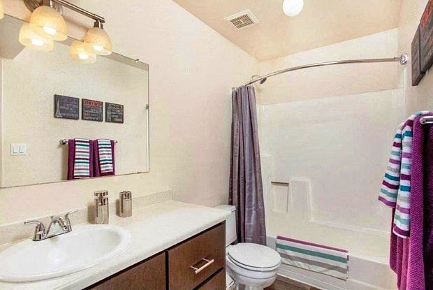 a bathroom with a sink toilet and a mirror