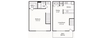 one bedroom one bathroom townhouse