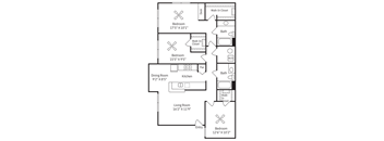 a floor plan of a house with a bedroom and a living room