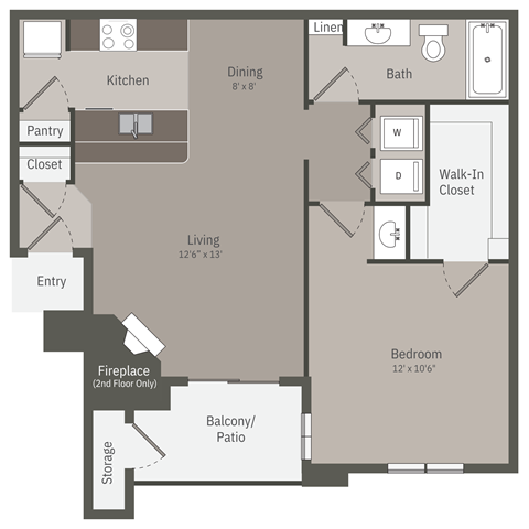 a floor plan of a studio apartment with a bedroom and a living room