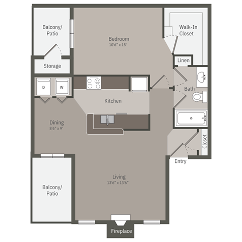 a floor plan of a studio apartment with a bedroom and a living room
