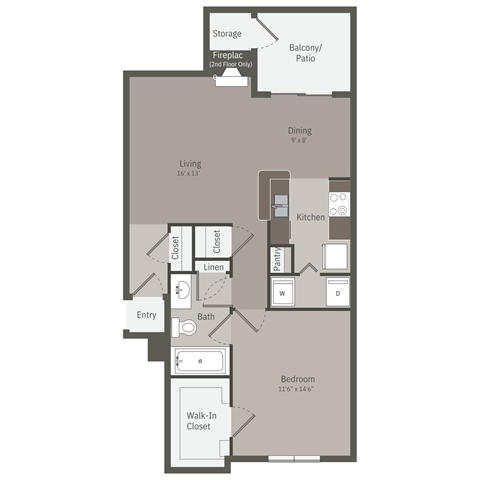 a floor plan of a studio apartment with a bedroom and a living room
