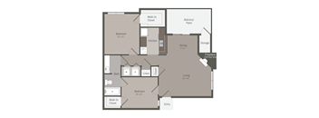 a floor plan of a studio apartment with a bedroom and a living room